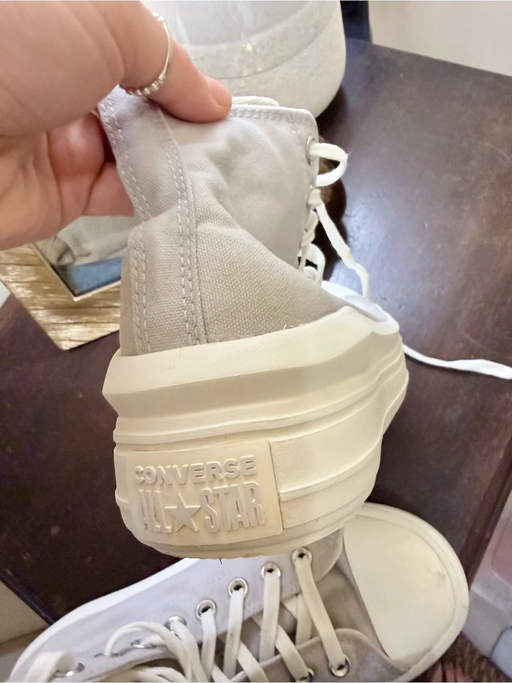 Converse Platform High-Top Sneakers in Light Gray and White